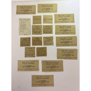 VTG WWII 1944 TICKETS & STUBS DAY AFTER PEARL HARBOR WAR BOND SALE EVENT WW2 WV